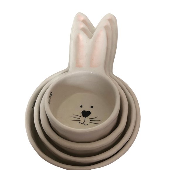Whimsical Cupboard Bunny Rabbit Measuring Cup Set of 4 By 10 Strawberry Street - Picture 1 of 6